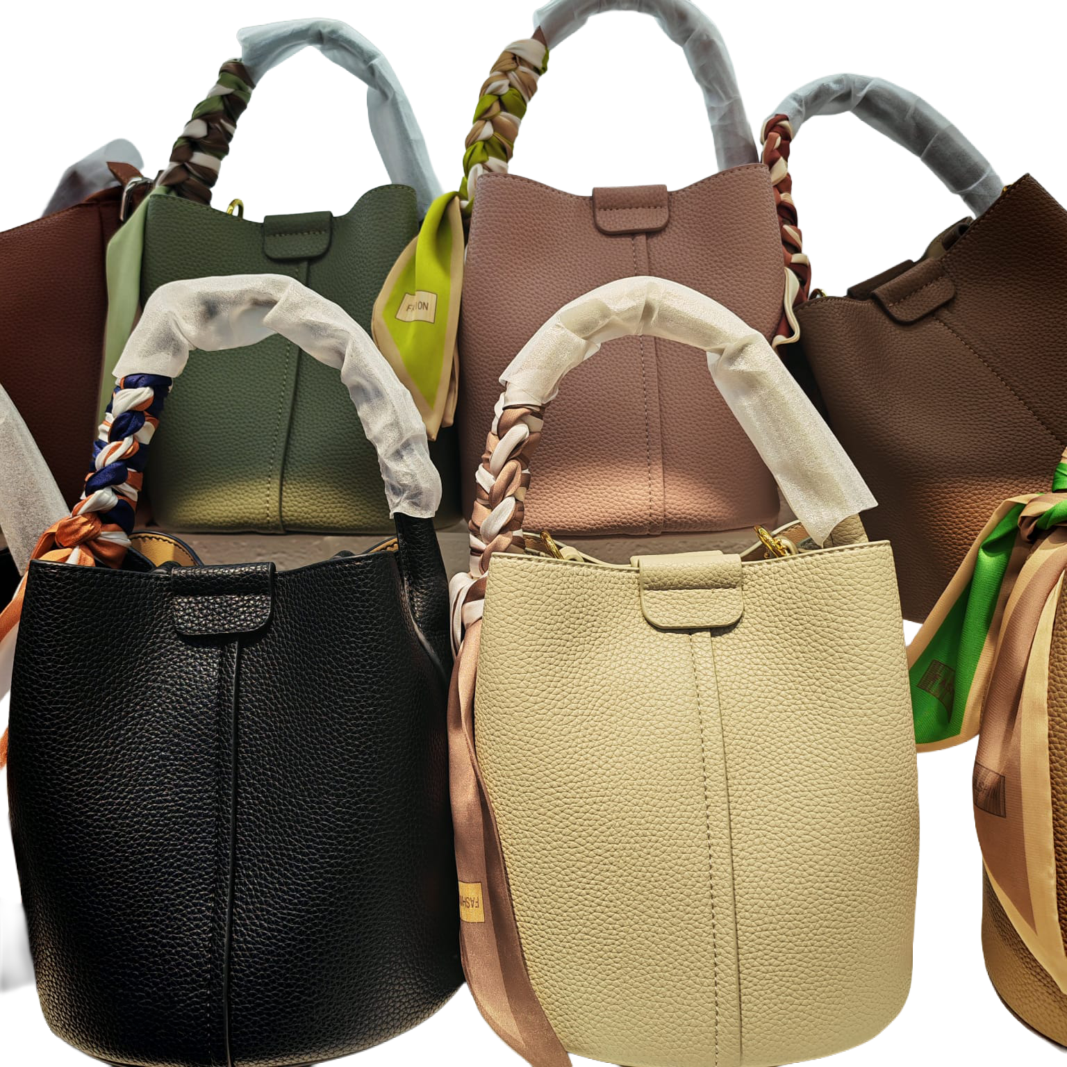 Braided Handle Bucket Handbag